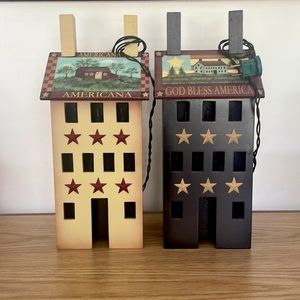 Set of two. Americana Saltbox Houses